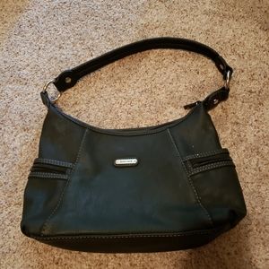 Black faux leather purse